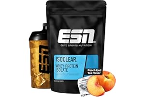 ‎ESN ESN ISOCLEAR Whey Isolate Protein Pulver, 1000g, Peach Iced Tea, Proteinlimo mit fruchtig leckerem Geschmack, clear Whey - made in Germany