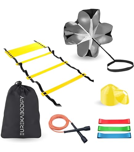 Yes4All Échelle Combinée 12 Échelons + Cône Jaune 12pcs + Piquets En