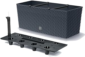 PROSPERPLAST Jardinera rectangular 17 litros con autoriego color antracita 52 x 20 x 19cm