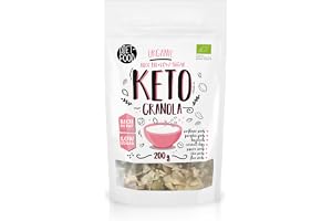 DIET-FOOD Keto Granola proteinrik fettrik glutenfri granola frukost müsli låg karb icke-GMO mellanmål utan sockertillsats 200 g 1-pack