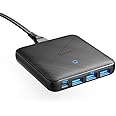 Anker - PowerPort “Atom III” Slim, USB-C, Caricatore da 65 W, 4 Porte, PIQ 3.0 & GaN, con Ingresso USB-C da 45 W, per MacBook