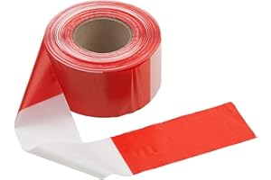 MASIDEF Connex Absperrband 50 m x 80 mm - rot / weiß - Beidseitig bedruckt - UV-beständig & reißfest - Aus Polyethylen (PE) / Warnband / Flatterband / Markierungsband / Absperrungsband / DY2701591