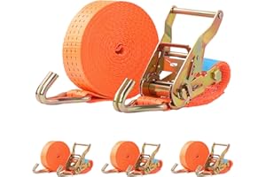 Putentfun 3000KG Heavy Duty Ratchet Straps, 4 Pack 6M x 40mm Tie Down Straps with Hook Adjustable straps for Motorcycles, Car, Trailer, Cargoes, Household