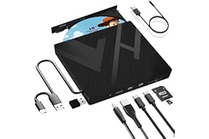 ‎JBONEST JBonest Externes CD DVD Laufwerk USB 3.0 Typ-C, Extern mit SD/TF-Kartenleser Portable RW Brenner,Schnelle Datenübertragung für Laptop,Desktop,MacBook, Win11/10/8/7/XP, Linux,Mac OS,Vista