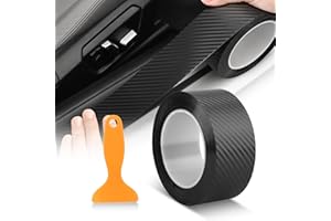 TEOKANTZ Auto Einstiegsleisten Schutz, 5cm×10m Einstiegsleisten Schutz mit Folienhilfsschaber, Carbon Folie Matt für Autotürschwellen Türseiten Innentüren Kofferraumschweller Stoßstangen Radkästen