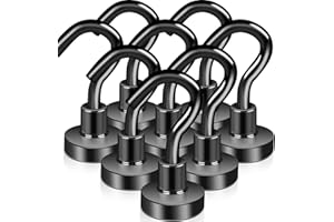 Keukenket Gancho Magnético Extra Fuerte 10 kg+, Imán de Neodimio, 8 Unidades de 16 mm, Sin Perforación, para Puertas de Hierro