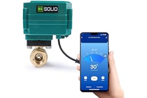 U.S. Solid 1/2” Smart Motorised Ball Valve – App Mobile Remote Control Brass Electrical Ball Valve with Manual Switch, 5V DC USB Connection, G Thread