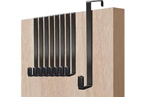 HuaJiao 8 Pack Over Door Hook, Over The Door Hanger Heavy-Duty Coat Hooks for Bedroom, Bathroom, Kitchen, Wardrobe, Dormitory (Black)