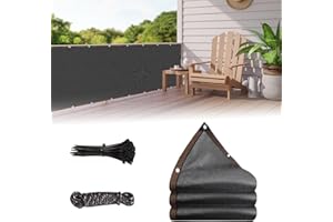 SuQurtom Balcony Privacy Netting 0.9m x 5m - 90% Blocking Garden Privacy Fence Screening UV-Resistant Tear-Resistant Shade Net with Ropes and Ties for Balcony, Garden (Dark Grey)