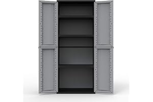 ‎KREHER Kreher Kunststoffschränke | Aufbewahrungsschrank in neutraler Optik. Mit höhenverstellbaren Böden und abschließbaren Türen in 3 verschiedenen Modelle (Schrank mit 3 Böden)