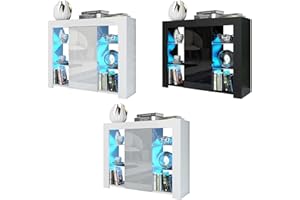 Hampton & Stewart LED Sideboard 1 Door Storage Cabinet Cupboard Display Stand High Gloss Unit (White)