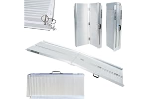 WORHAN Rampe de 2.15m Alu Pliable Valise Aluminium Pur Fauteuil Roulant Chargement Scooter Plate-Forme Aluminium Anodisé R7