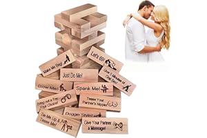 HSHDUTI Lot de 48 tours de blocs super coquins, jeu de tour de bloc, mini blocs empilables en bois, jeux de bois empilables pour couples
