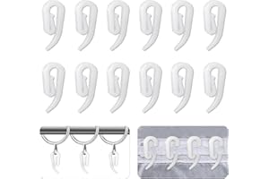 WELIDOYAA Curtain Hooks Plastic White Pack of 100, 2.8x1.2cm, Premium Drapery Hooks for Windows, Doors and Shower Curtains Fits Most of Curtains