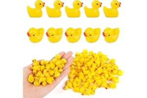 TDUNSYA 100 Piezas Mini Patos Resina, Patos en Miniatura, Mini Figuras Patos Amarillos, Patitos Pequeño Pato Miniatura de Resina para Paisaje Manualidades DIY