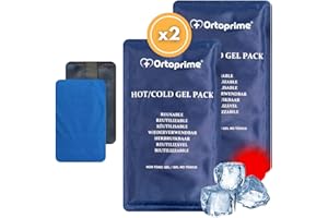 OrtoPrime PACK X2 Bolsas de Gel Frío y Calor para LESIONES Funda Protectora INCLUIDA - Bolsas Gel Frío y Calor REUTILIZABLE Bolsa frio calor Congelador y Microondas 26x15cm Cualquier Parte del Cuerpo