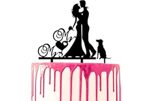 CARISPIBET Décoration de Gâteau Marié l'étreinte mariée qui tient un bouquet de fleurs avec un chien