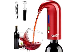 Cosyall Aérateur à vin électrique, Décanteur à vin électrique distributeur de vin automatique à un bouton Oxygénation rapide du vin rouge, dispositif de versement du vin avec sac à poussière (Rouge)