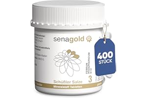 ‎SENAGOLD Senagold Schüssler Salze Nr. 3 - Ferrum phosphoricum D12 – Das Salz des Immunsystems - Gluten- & Alkoholfrei - hergestellt nach Homöopathischem Arzneibuch in Deutschland - 400 Stück Schüssler Salze 3