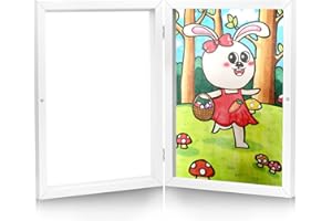 Relland Ramka na zdjęcia Rysunki dziecięce Ramka na zdjęcia A4 Ramka na rysunki dziecięce, ramka na zdjęcia dziecięce biała Ramka na prace plastyczne dla dzieci otwierana z przodu