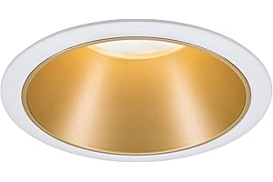 Paulmann 93396 Luminaria empotrable Cole fija redonda regulable, foco empotrable, blanco mate, oro, Spot, aluminio, plástico, lámpara empotrable GU10