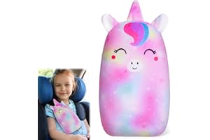 MHJY Gurtpolster Kinder Schlafkissen Auto Gurtschutz Einhorn Autogurt Polster Sicherheitsgurt Kindersitz Auto Kissen für Reise Kleinkinder, Mädchen, Jungen, Kinder