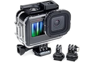 GEPULY Boîtier étanche pour GoPro Hero 9 10 11 12 noir, 60 m de protection sous-marine avec 2 adaptateurs de griffe, supports d'accessoires pour caméras Go Pro Hero 12 11 10 9 Noir