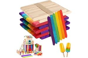 BOOAEE Lot de 400 Bâtons de Bois Bricolage Naturel, Bâtons de Bois Bricolage, Batonnet en Bois, Abaisse Langue Adulte, Abaisse Langue, Bâtons de Bois Bricolage en pour des Travaux Artisanat et pour Créatifs