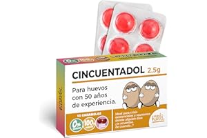 MUNDOHUEVO Regalo Divertido Caramelos | CINCUENTADOL | Blíster con 12 caramelos sin azúcar | Regalo divertido y sarcástico para hombres de 50 años | Cumple con huevos, humor y sabor cereza