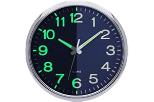 VINILITE Świecący zegar ścienny 30 cm świecący w ciemności zegar ścienny cichy zegar ścienny nietykający ruch zamiatający do salonu, sypialni, kuchni, biura