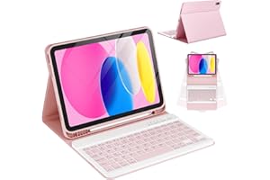 CC Store Keyboard Case for iPad 10th 2022/A16 11th Generation 2025(10.9/11 inch), for iPad 11/10 Gen Case with Wireless Detachable Rechargeable Bluetooth Keyboard & Pencil Holder,Pink