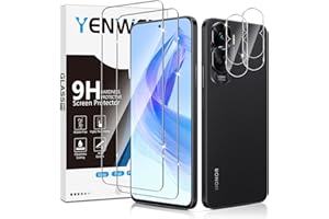 Yenwen Szkło hartowane kompatybilne z Honor 90 Lite 5G, 2 sztuki szkła hartowanego folia ochronna + 2 sztuki folii na aparat, odporna na zarysowania, twardość 9H, bez pęcherzyków powietrza