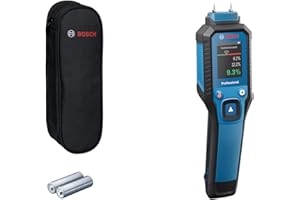 Bosch Professional Moisture Meter GMP 1-13 (pin-Based, Measures 37 Wood Types and 10 Building Materials, IP65 Rating, high-Contrast LCD, 2X AA Batteries, Pouch)