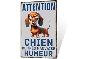 Putuo Decor Plaque Murale Décorative en Métal, Citations et Animaux Humoristiques, Aluminium (Attention Chien)