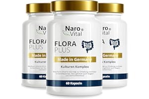 ‎NAROVITAL 3er Sparmenü NaroVital Flora Plus Probio Kulturen Komplex Hochdosiert - Mit Lactobacillus & Bifidobakterien - 23 Bakterienstämme ohne Inulin, 600 Mrd. KbE je Dose | 60 magensaftresistente Kapseln
