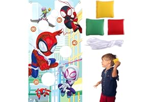 WIRHAUT Werfen Spiel Banner, Wurfspiel Outdoor mit 3 Bohnentaschen Spider-Man Wurfspiel Kinder, Spiele für Draußen Drinnen Geburtstagsparty Garten