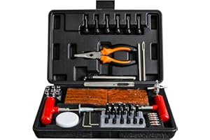 SMOTIVEPRO Tyre Repair Kit, 98 pcs Professional Car Puncture Repair Kit with 48 Components and 50 Tyre Repair Rubber Strip for Car, Motorcycle, Truck, Tractor, Van