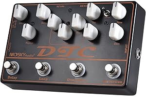 HUIOP MOSKY DTC 4-en-1 Guitarra Eléctrica Pedal de Efectos Distortion + Overdrive + Loop + Delay,guitarra efecto