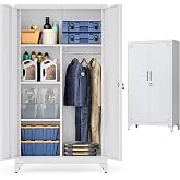 SONGMICS Metal Cabinet, 2 Doors, 5 Compartments, 40 x 80 x 165 cm | BEREND OMC018GJ01 Storage Cabinet with Code Lock, High Le