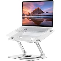 Supporto per laptop da scrivania con pad di raffreddamento e ventola, regolabile in alluminio a 7 livelli e riser per notebook MacBook Pro/Air, HP (argento