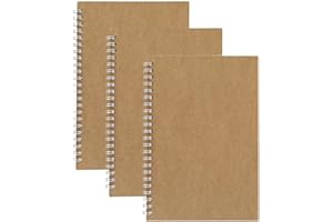 YANGTE Quaderni a spirale A5, confezione da 3 quaderni a quadretti con copertina in carta kraft da 5 mm, pagine a quadretti a griglia/a griglia, 13,5 x 19,1 cm, carta bianca, 90 pagine/45 fogli