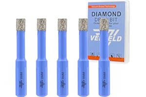 Juego de Brocas Diamante Seco - 5 Piezas 8mm Corona Diamnate para Baldosas de Porcelana Cerámica Mármol Granito - Vástago Triangular con Estuche VENJELD