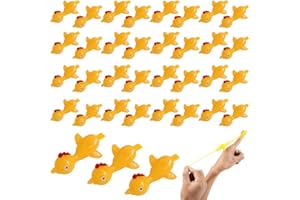 DALAETUS 35 Pcs Slingshot Chicken Finger Toys, Funny Flick Chicken Toy, Rubber Flying Chicken for Party Gifts Kids (Yellow), huangsetanshexiaojiwanju