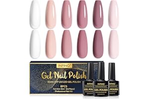 INPING Smalto Semipermante Per Unghie Rosa, 6 Colori Nudo Rosa Sposa Raccolta Set Di Smalti UV Gel, Bianca Rosa Chiaro Bianco Polvere Rosa Lunga Durata Vernicie Gel Regali per La Festa Di