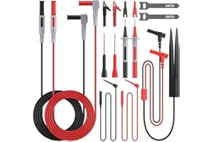 BINTA Silicone Multimeter Test Leads Set with Insulated Test Leads, Alligator Clips, Test Hooks, Test Probes, Test Tweezers, Professional Lead Kit for Digital Multimeter Testing CATII 1000V/ 19A
