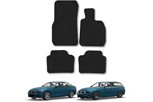 CAR MAT CO BMW 3 Series (2012-2019) [F30/F31] Car Mats Accessories Tailored Fit Carpet Floor Mats Non Slip Black Trim Full Coverage Compatible Accessory Front Rear Set Anti Slip Granulated Backing Hand-Finished