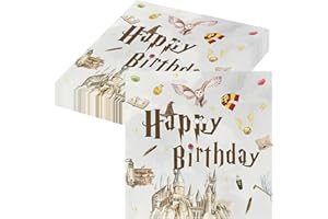 YSSGJK 20 Stück Servietten Geburtstag Kinder, Servietten Geburtstag Deko, 33x33cm Happy Birthday Servietten Magische Zauberer, Servietten Kindergeburtstag Wizard Party Geburtstagsservietten