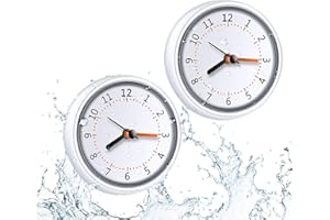LXSZRPH Mini Shower Clock Waterproof IP24 Wall Clock Suction Cup Bathroom Clock Acrylic Face Suction Clock for Shower Washroom Kitchen (2Pack)