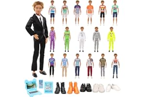 Festfun 21 Doll Clothes Shoes 1 Suit 2 Sport Clothes 5 Casual Clothes T-Shirt Outfits 5 Trousers Pants 5 Shoes 3 Accessories for 12 Inch Boy Doll
