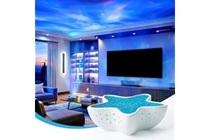 ‎AMMTOO LED Sternenhimmel Projektor mit Aurora Effekt – Polarlicht Lampe für Kinder & Erwachsene, Wasserwellen Nachtlicht mit Stufenlos Dimmbar, Seestern Projektor Ocean Mood Light Zimmer Deko Wohnzimmer